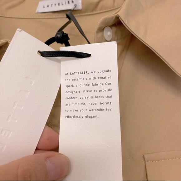 Lattelier Tailored shirt dress oversize tan button utility
lagenlook cotton L - Picture 3 of 13